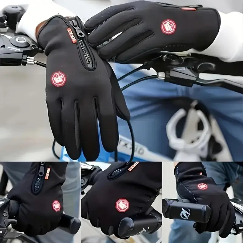 Outdoor Winter Velvet Thickened Gloves Waterproof Anti-Slip Sports Ski Riding Motorcycle Warm Unisex Motorcycle Accessories S-XL