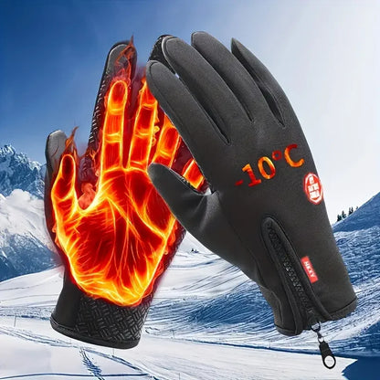 Outdoor Winter Velvet Thickened Gloves Waterproof Anti-Slip Sports Ski Riding Motorcycle Warm Unisex Motorcycle Accessories S-XL