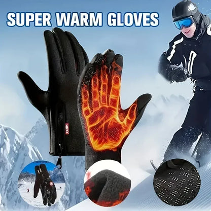 Outdoor Winter Velvet Thickened Gloves Waterproof Anti-Slip Sports Ski Riding Motorcycle Warm Unisex Motorcycle Accessories S-XL