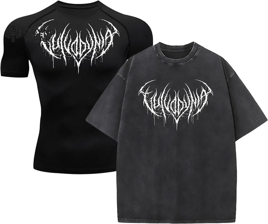 Compression + Baggy Bundle Gym Compression Wear Fitness Workout Clothes Fitness and Pump Cover Metal Graphic Logo